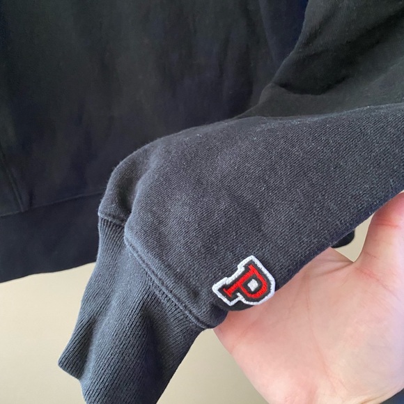 Women’s PINK Victoria’s Secret Black Thick Embroidered Crewneck Sweatshirt Sz S - Picture 3 of 4